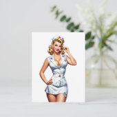 Carte Postale Art numérique vintage de l'infirmière (Debout devant)