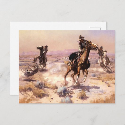 Carte Postale Art occidental "à la main" par Charles M Russell (Devant / Derrière)