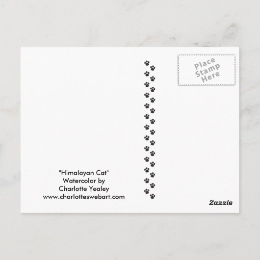 Carte postale Art Original Chat Himalayan (Dos)
