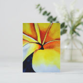 Carte Postale Art original de la fleur Tropical Jaune Frangipani (Debout devant)
