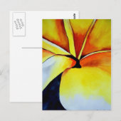 Carte Postale Art original de la fleur Tropical Jaune Frangipani (Devant / Derrière)