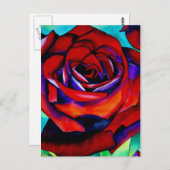 Carte Postale Art original rose de la passion rouge (Devant / Derrière)