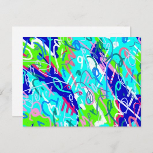 Carte Postale Art pop bleu et vert (Devant / Derrière)