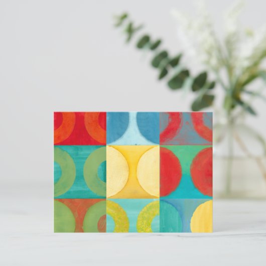 Carte Postale Art Pop brillant avec cercles et Carré (Debout devant)