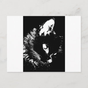 Carte Postale Art pop de chat noir
