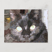 Carte Postale Art pop de chat noir (Devant)