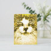 Carte Postale Art Pop Moderne Chat Or (Debout devant)