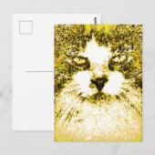 Carte Postale Art Pop Moderne Chat Or (Devant / Derrière)