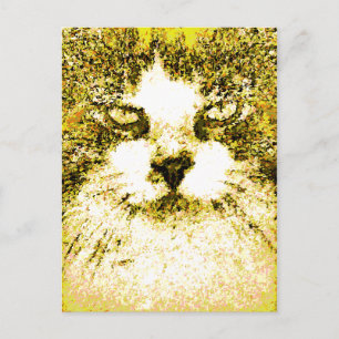 Carte Postale Art Pop Moderne Chat Or