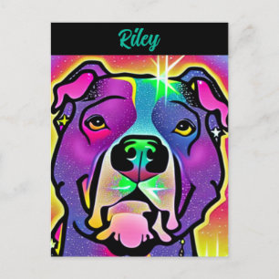 Carte Postale Art Pop Personnalisé Chien Pitbull