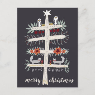 Carte Postale Art populaire Arbre de vie Noël Fêtes de Noël PERS