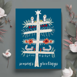Carte Postale Art populaire Arbre de vie Noël Fêtes de Noël PERS