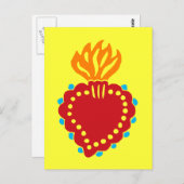 Carte Postale Art populaire mexicain Sacred Heart (Devant / Derrière)