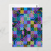Carte Postale Art populaire tribal - Bleu (Devant / Derrière)