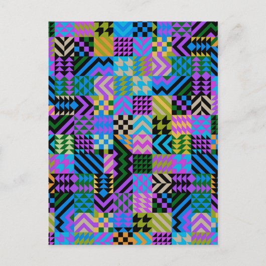 Carte Postale Art populaire tribal - Bleu (Devant)