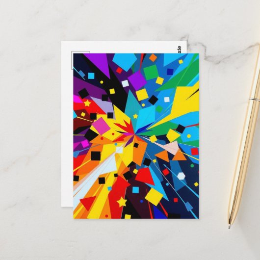 Carte Postale Art Postcard – Abstract Geometric Design (Devant/Arrière en situation)
