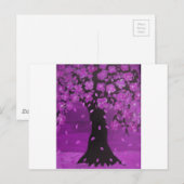 Carte Postale Art pourpre de conception d'arbre de fleur (Devant / Derrière)