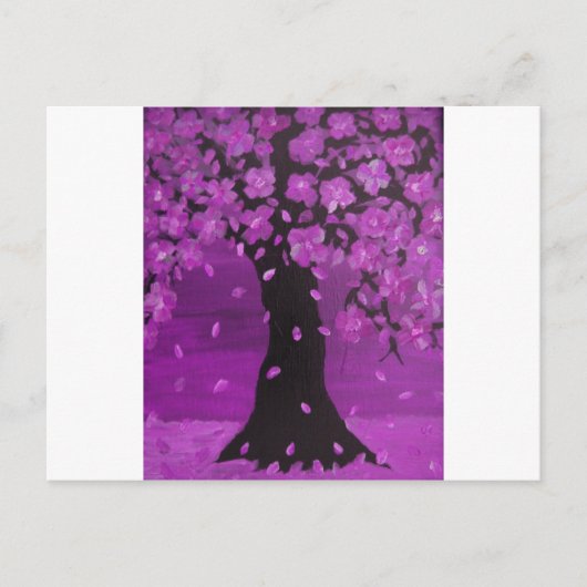 Carte Postale Art pourpre de conception d'arbre de fleur (Devant)