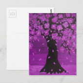 Carte Postale Art pourpre de conception d'arbre de fleur (Devant / Derrière)