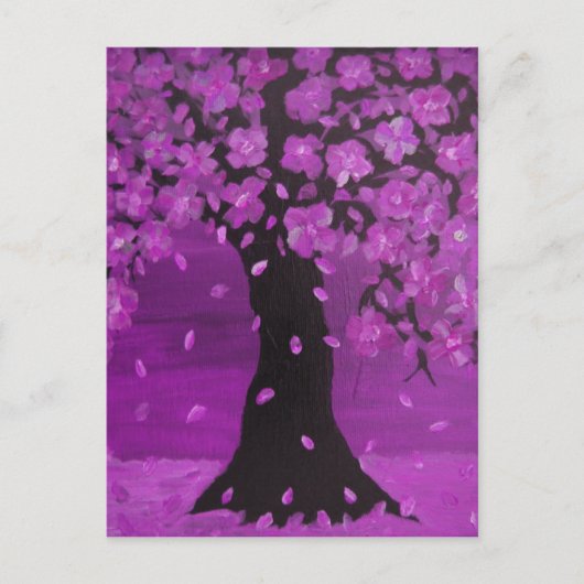 Carte Postale Art pourpre de conception d'arbre de fleur (Devant)