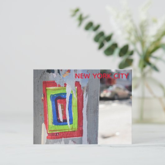 Carte Postale Art public New York City Téléphone Poteau Graffiti (Debout devant)