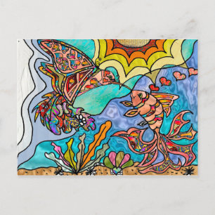 Carte postale Art Réflexion Oiseau d'Oiseau