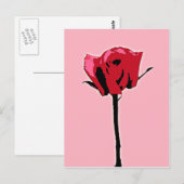 Carte Postale Art rose rouge et rose (Devant / Derrière)