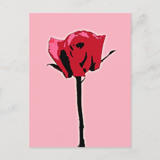 Carte Postale Art rose rouge et rose (Devant)