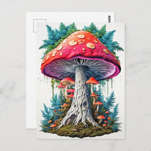 Carte Postale Art Sauvage Sproud Champignons Psychédéliques (Devant / Derrière)