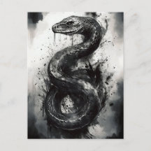 Carte postale Art Serpent noir et blanc - Wild