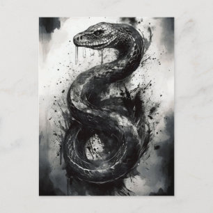 Carte postale Art Serpent noir et blanc - Wild
