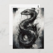 Carte postale Art Serpent noir et blanc - Wild (Devant / Derrière)