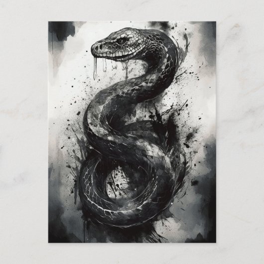 Carte postale Art Serpent noir et blanc - Wild (Devant)