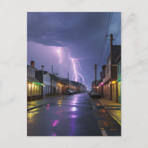Carte Postale Art : Stormy Night Downtown