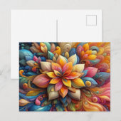 Carte Postale Art texturé à l'huile florale abstraite 3D vibrant (Devant / Derrière)