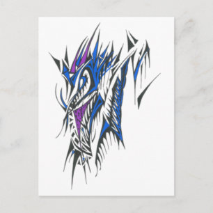 Carte Postale Art tribal abstrait coloré de tatouage de dragon