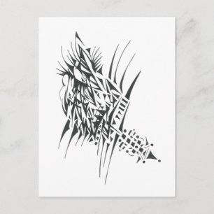 Carte Postale Art tribal abstrait noir et blanc de tatouage