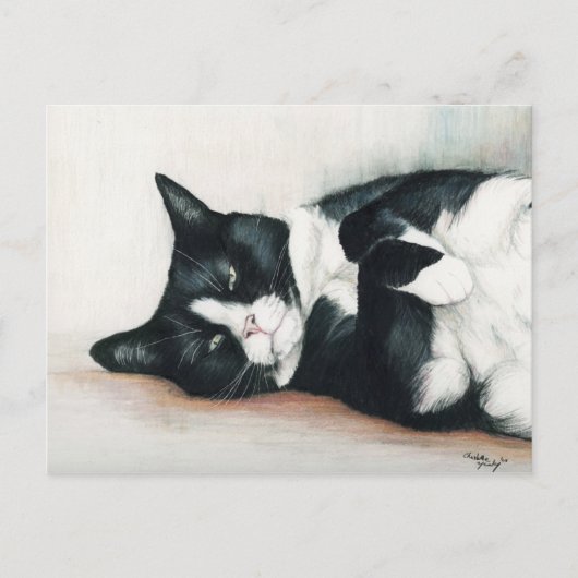 Carte postale Art "Tuxedo Cat" (Devant)