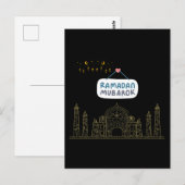 Carte Postale Art typographique du croissant islamique Ramadan K (Devant / Derrière)