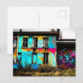 Carte Postale Art urbain Bâtiment abandonné Graffiti (Devant / Derrière)