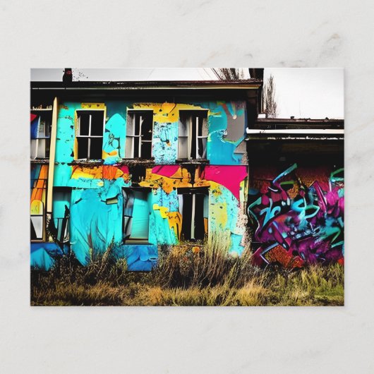 Carte Postale Art urbain Bâtiment abandonné Graffiti (Devant)