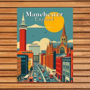 Carte Postale Art urbain rétro de Manchester, Angleterre