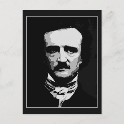 Carte Postale Art vectoriel noir et blanc, Edgar Allan Poe (Devant)