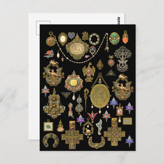 Carte Postale Art Victorien antique, nouveau et déco Bijoux (Devant / Derrière)