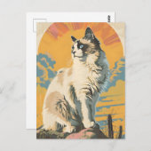 Carte Postale Art Vintage Chat Ragdoll (Devant / Derrière)