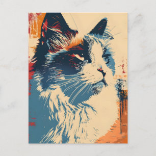 Carte Postale Art Vintage Chat Ragdoll