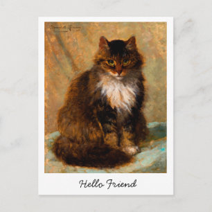 Carte Postale Art vintage de chat Maine Coon, Bonjour l'ami