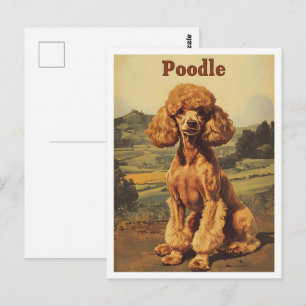 Carte Postale Art vintage de chien caniche