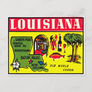 Carte Postale Art vintage de décalque de kitsch de la Louisiane