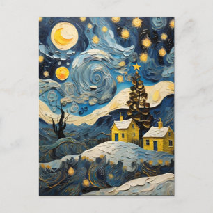 Carte Postale Art Vintage de Noël inspiré par Van Gogh